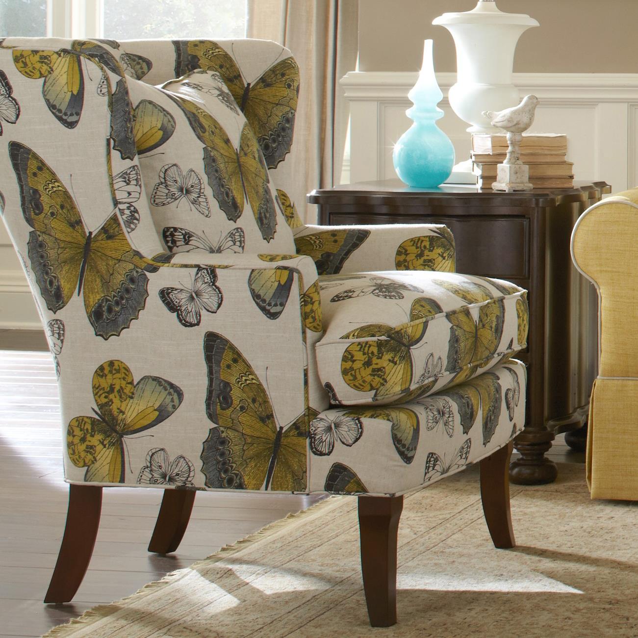 Traditional Upholstered Wing Chair with Track